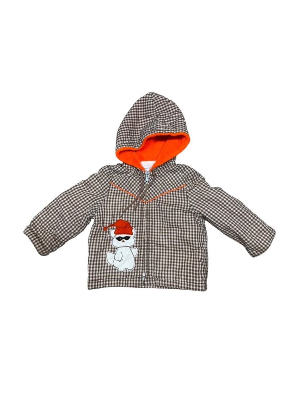 Danny Dare Vintage 60s 70s Brown Plaid Quilted Raccoon Baby Jacket 12-18 mo